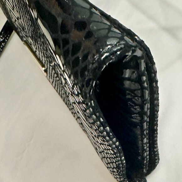 MICHAEL Michael Kors Snakeskin Leather Gold Chain Evening Bag Clutch Black EUC - Picture 14 of 16